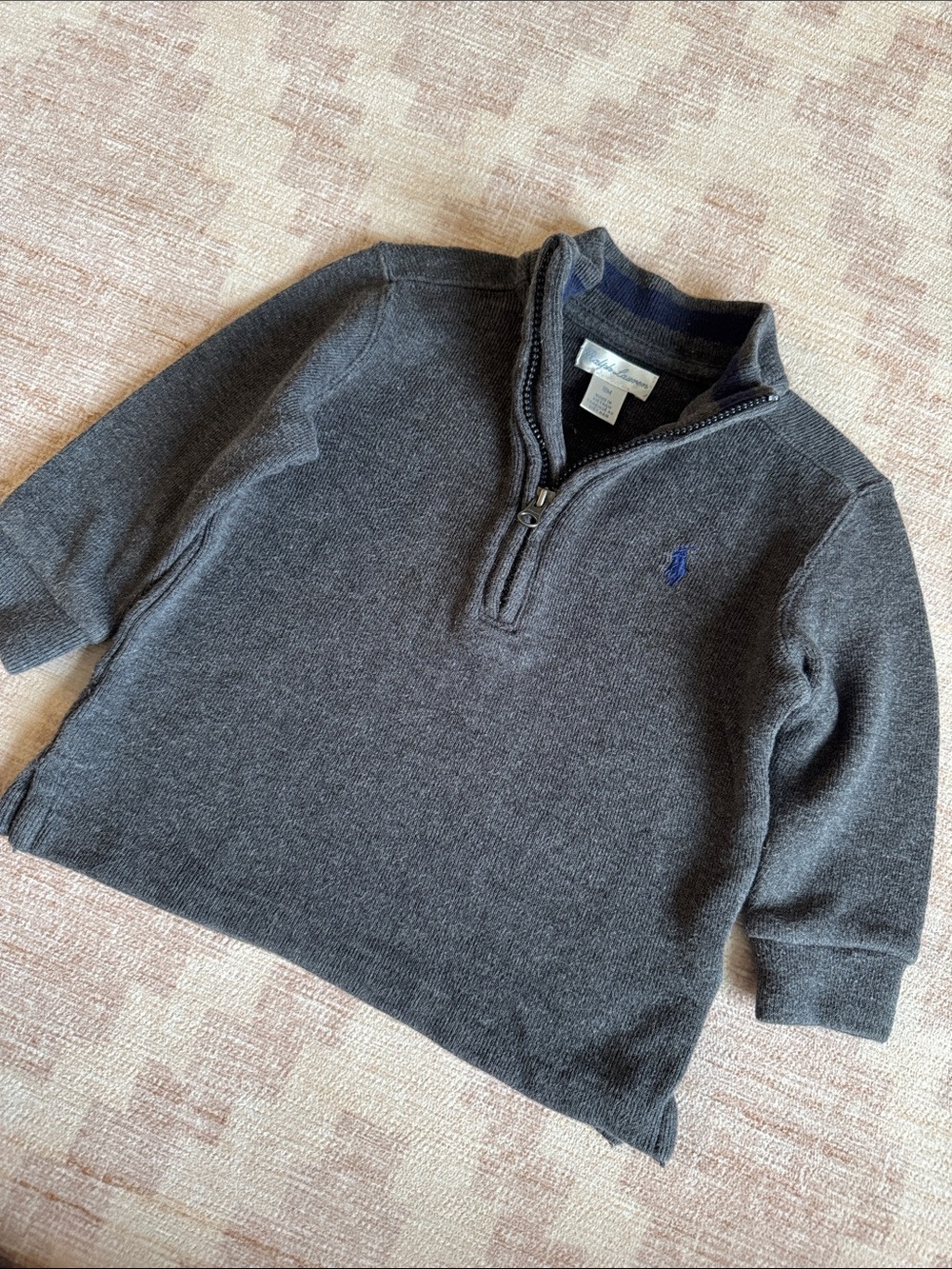 Ralph Lauren Charcoal Gray Quarter-Zip Sweater Kids size 18M